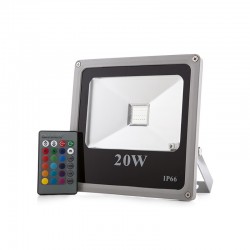 Foco Proyector LED IP65  20W RGB Mando a Distancia
