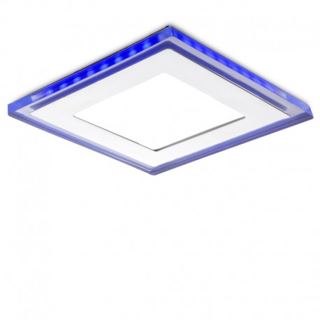 Foco Downlight  LED Cuadrado con Cristal Duo (Blanco/Azul) 160X160Mm 15W 1200Lm 30.000H