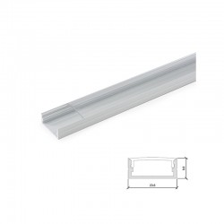 Perfíl Aluminio para Tira LED Doble - Difusor Transparente x 2M