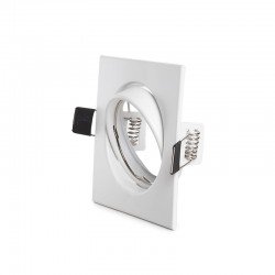 Aro Foco Downlight  Basculante Cuadrado Aluminio Blanco 83/83Mm