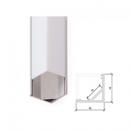 Perfíl Aluminio para Tira LED Difusor Opal x 2M